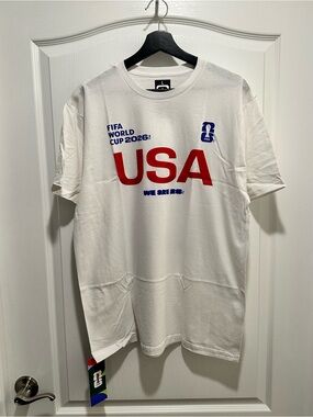 FIFA World Cup 2026 Authentic USA White Red Blue T-Shirt, Size Large - NWT
